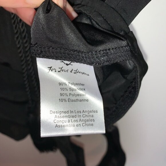 For Love and Lemons Kate Bodysuit Black Tassels Bell Sleeves Plunging V-neck S - Picture 8 of 16